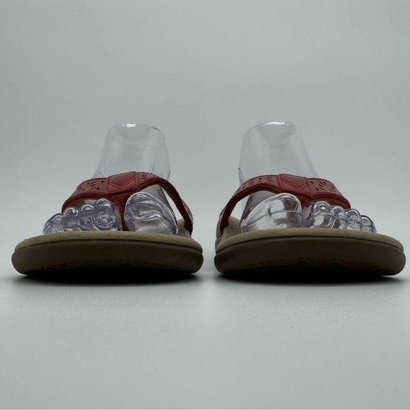 Vionic Tide Red Leather Laser Cut Toe Post Thong Sandal Flip Flop Size 8 - Picture 2 of 13